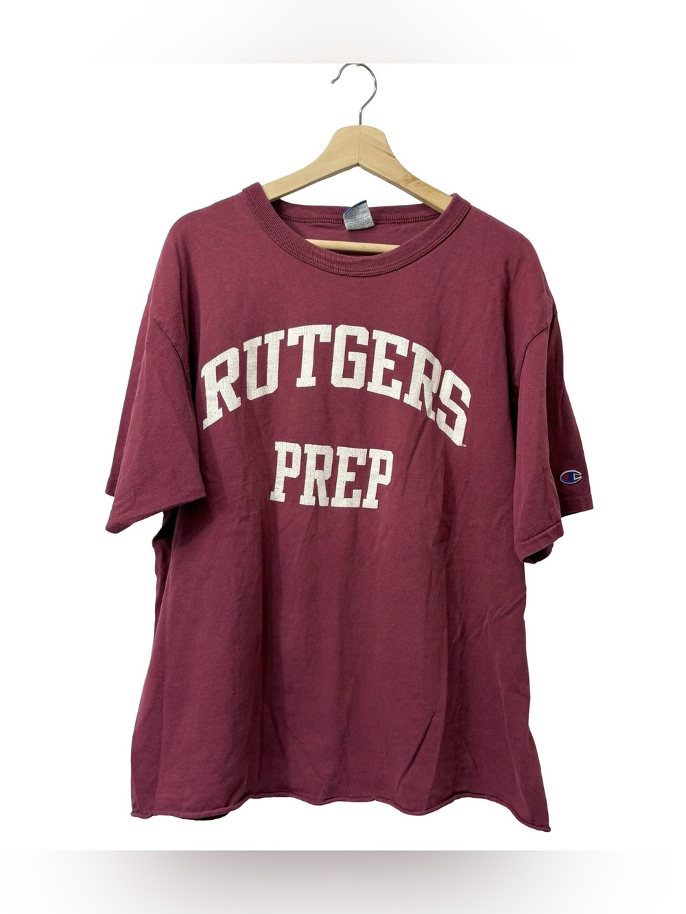 VTG Champion Single Stitch Burgundy Rutgers‎ Prep T Shirt Size X-Large